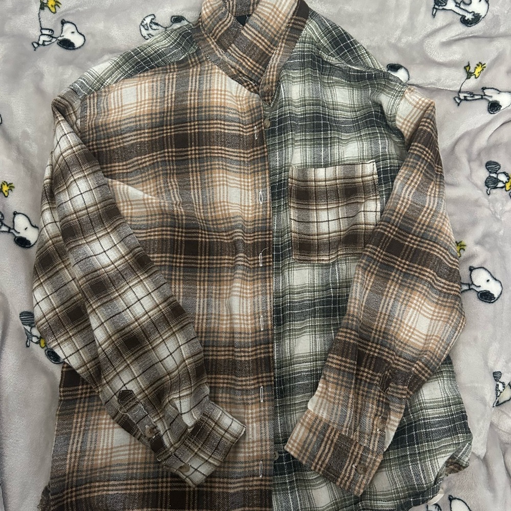 Men's Plaid Shirt - Brown and Green